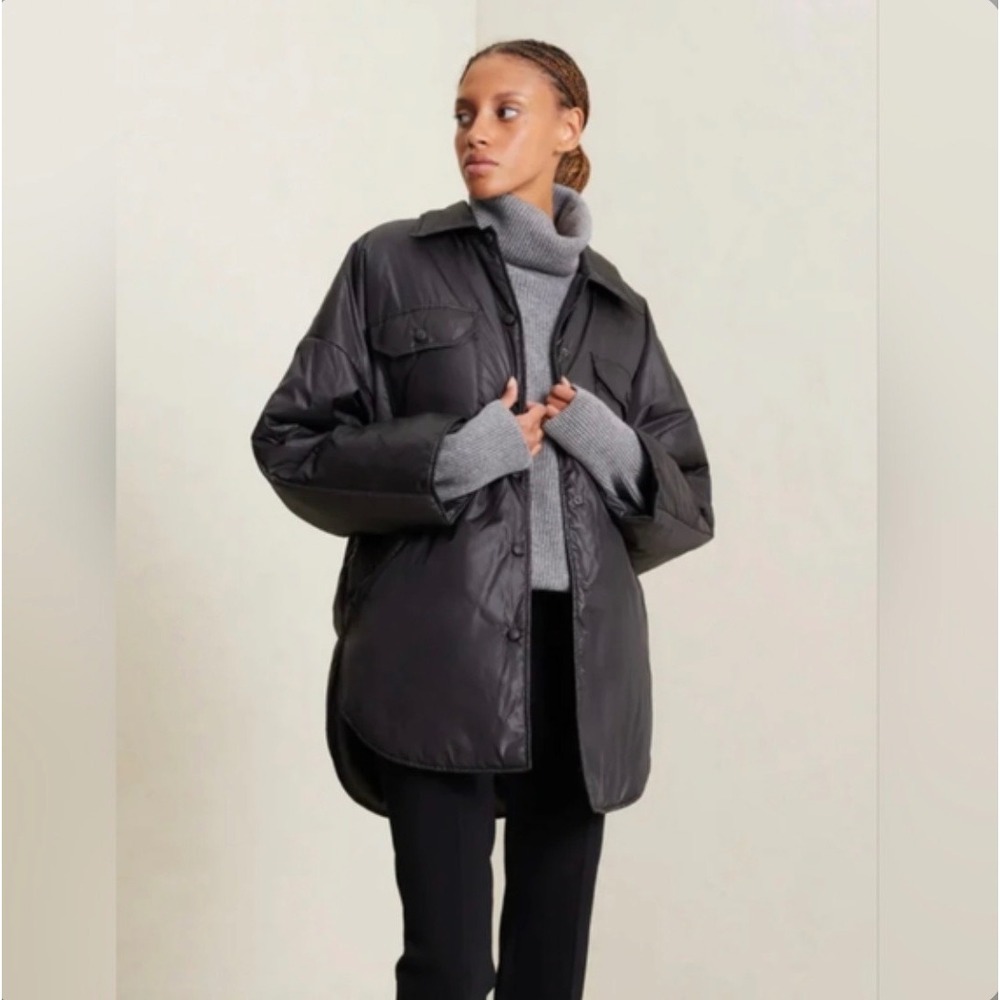 A.L.C Shane Quilted Shirt Jacket XS Black Utility Shacket Minimalist